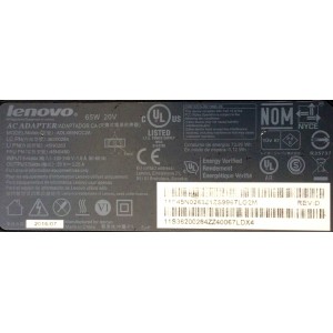 CARGADOR / ADAPTADOR DE FUENTE DE ALIMENTACION LENOVO / NUMERO DE PARTE ADLX65NCC2A / 36200284 / 45N0263 / 45N0480 / 73.26WH / 0.12WH / ENTRADA VCA 100-240V~1.8A / 50-60HZ / SALIDA VCD 20V⎓3.25A / MODELO ADLX65NCC2A